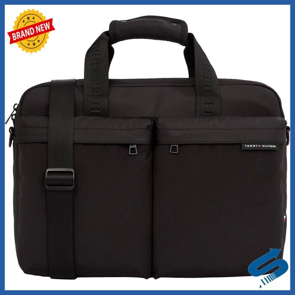 Men's Laptop Briefcase with Crossbody Strap Lightweight Work Bag